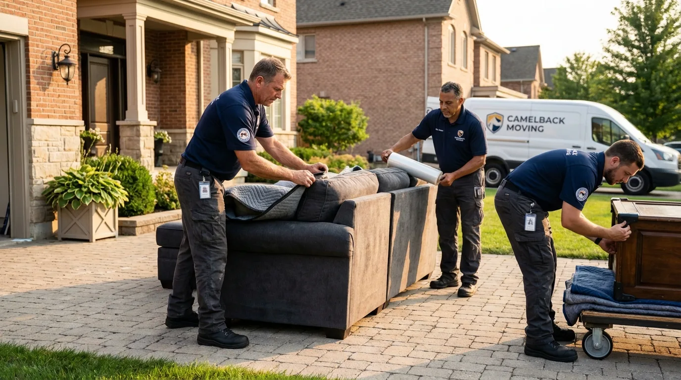 Large estate moving crew wrapping furniture in Goodwell, OK