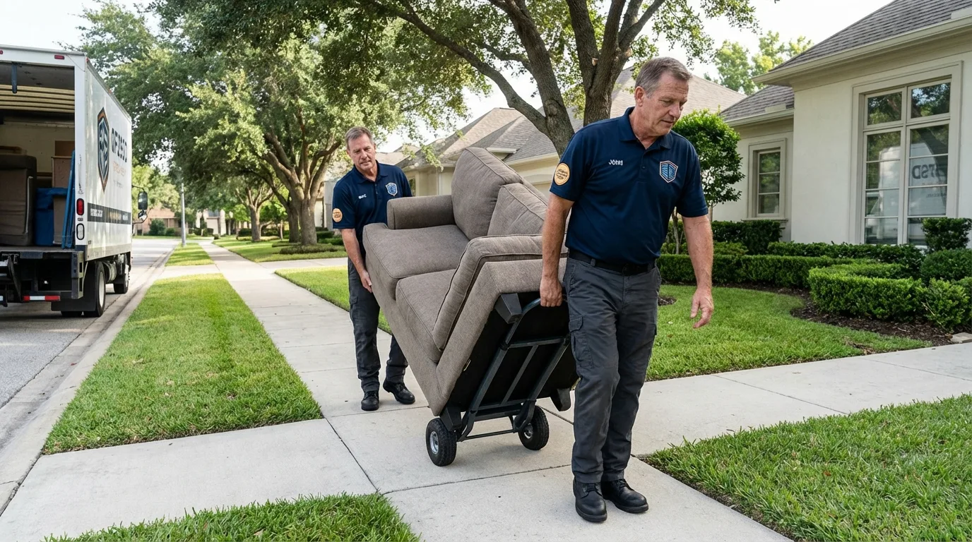 Local residential moving crew loading furniture in Goodwell, OK
